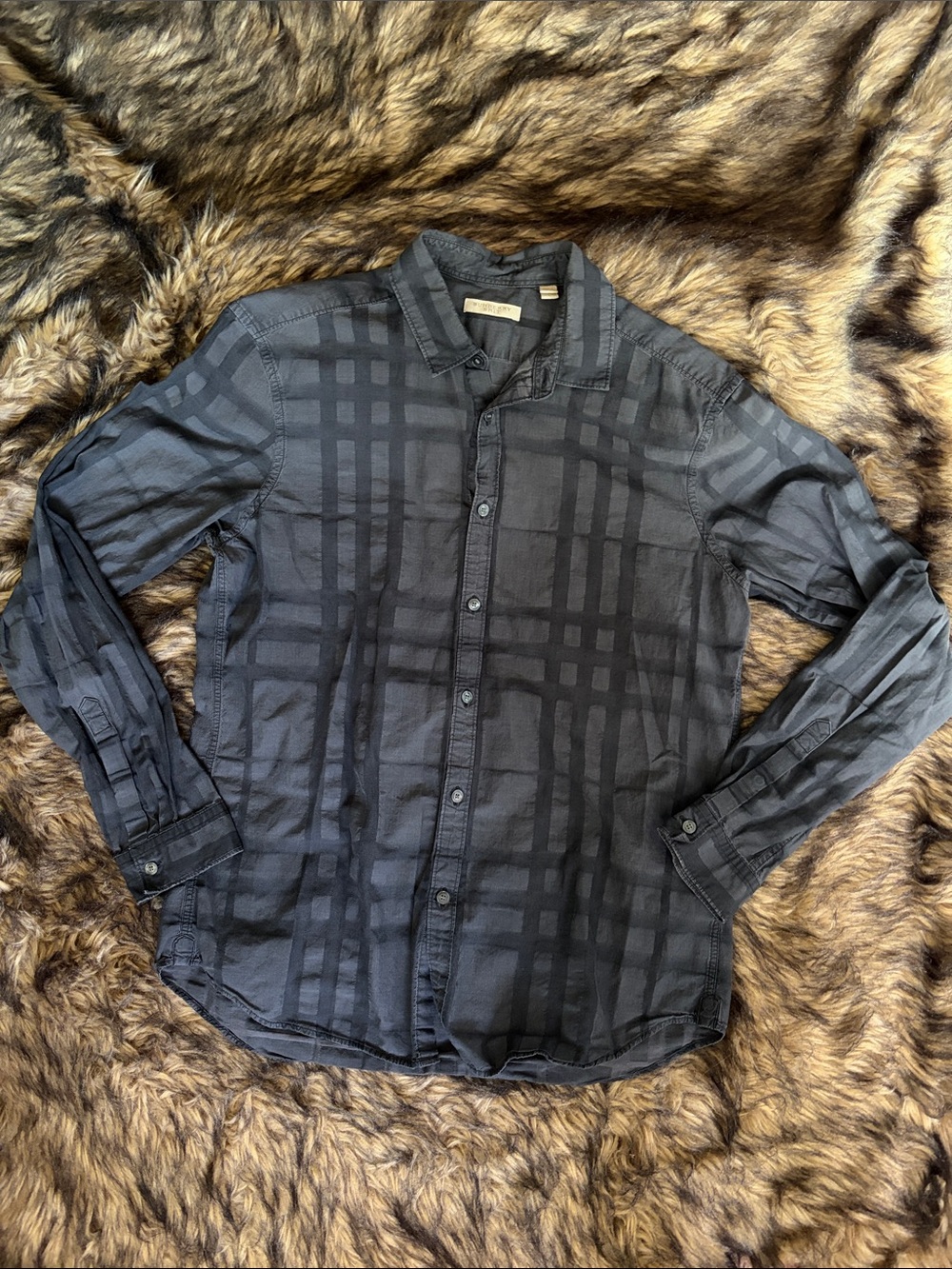 Burberry Brit Shirt Nova Check Gray Size Large